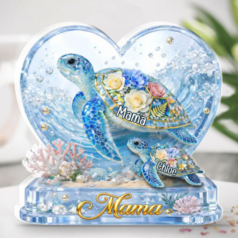 Custom Mother's Day Decor, Gift for Mom & Grandma • Grandma Mom Turtle - Personalized Acrylic Plaque