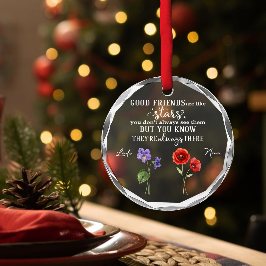 Custom Friendship Christmas Ornament, Best Friend Gift •  Friends Like Stars - Personalized Glass Ornament
