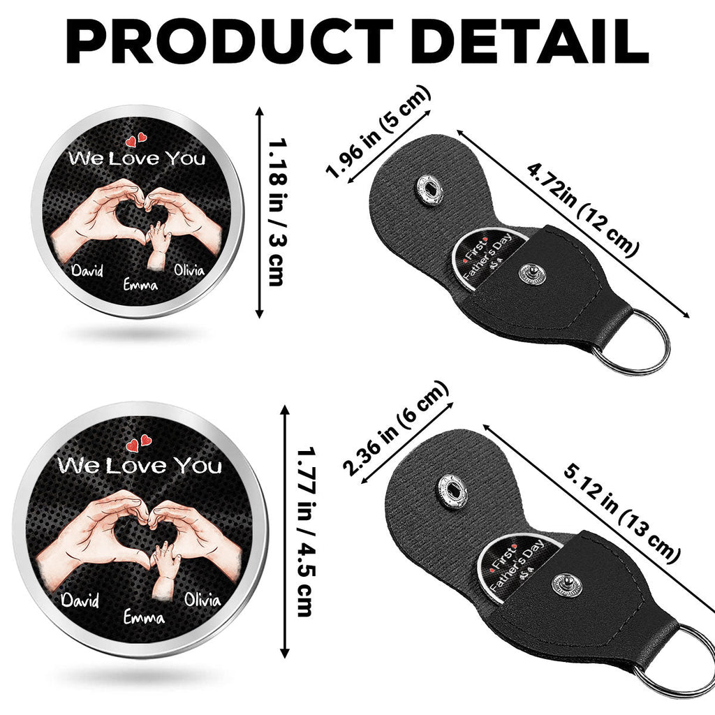 Custom Coin Keychain for Dad, Father's Day Birthday Keepsake • As A Family Of Three Fathers Day - Personalized Pocket Hug