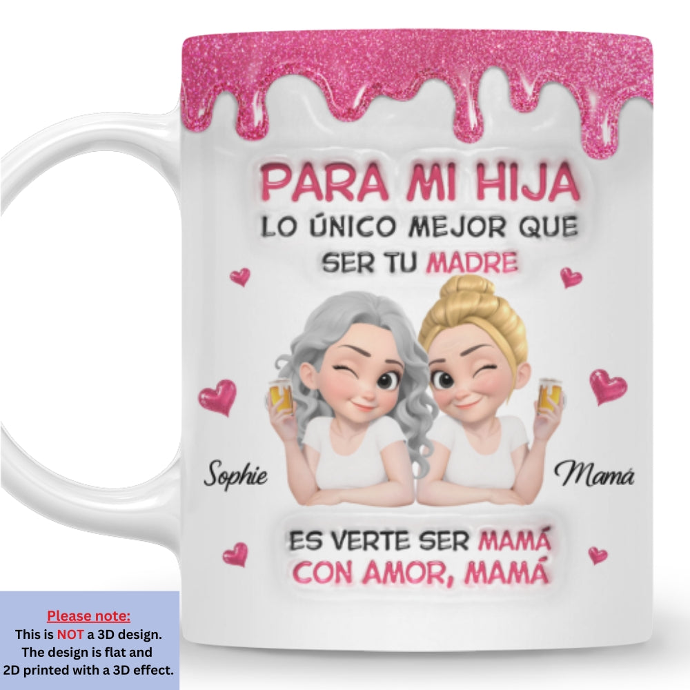 Custom Mother's Day Gift for Daughter • Watching Daughter Be A Mom Spanish - Personalized 3D Inflated Effect Mug