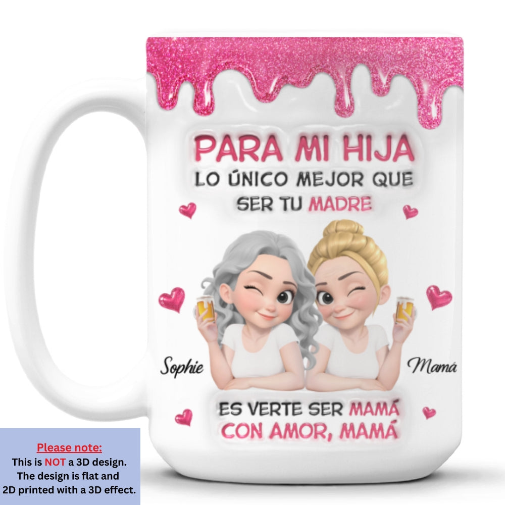 Custom Mother's Day Gift for Daughter • Watching Daughter Be A Mom Spanish - Personalized 3D Inflated Effect Mug