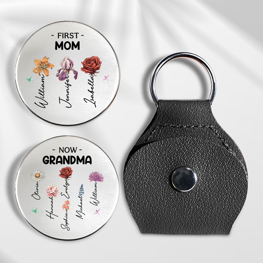 Custom Grandma Coin Keychain, Mother's Day Birthday Gifts • Now I Have My Kids - Personalized Pocket Hug