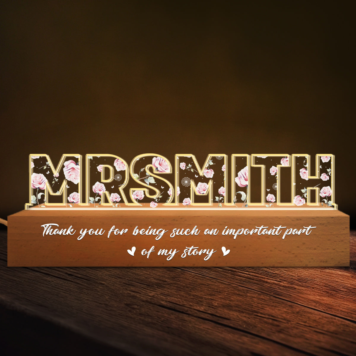 Custom Couple Gift for Anniversary, Valentine's Day, Christmas • Thank You For Being Such An Important Part Of My Story - Personalized Acrylic Letters 3D LED Night Light