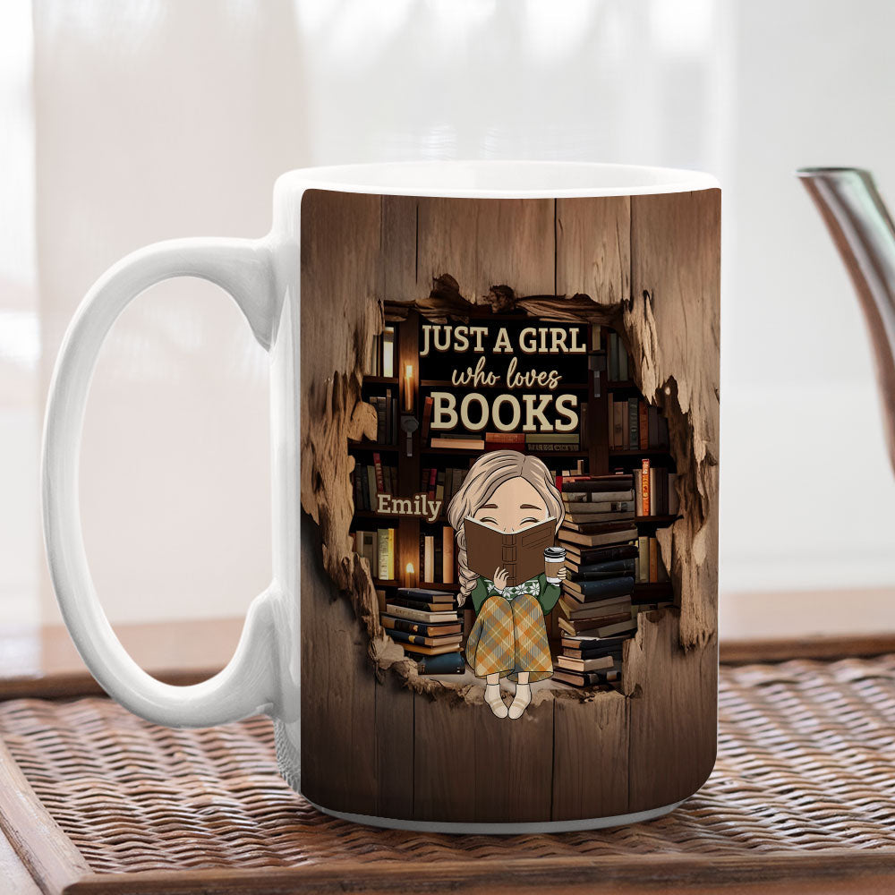Custom Christmas & Birthday Keepsake Gift • Just A Book Lover - Personalized Coffee Mug