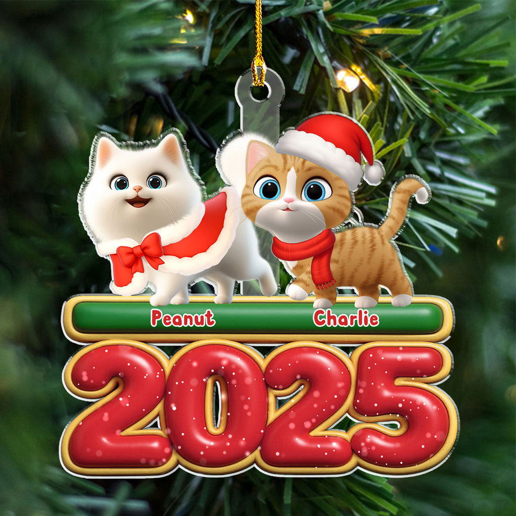 Custom Keepsake Christmas Ornament •  Walking Cat - Personalized Acrylic Ornament