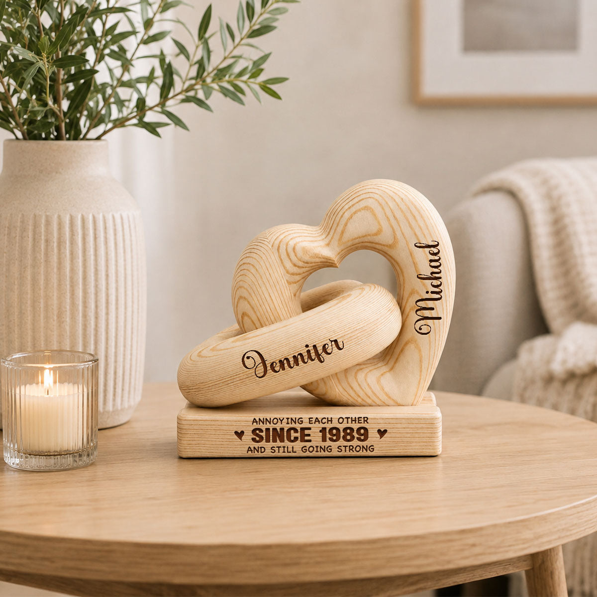 Annoying Each Other - Personalized Heart Sculpture With Base