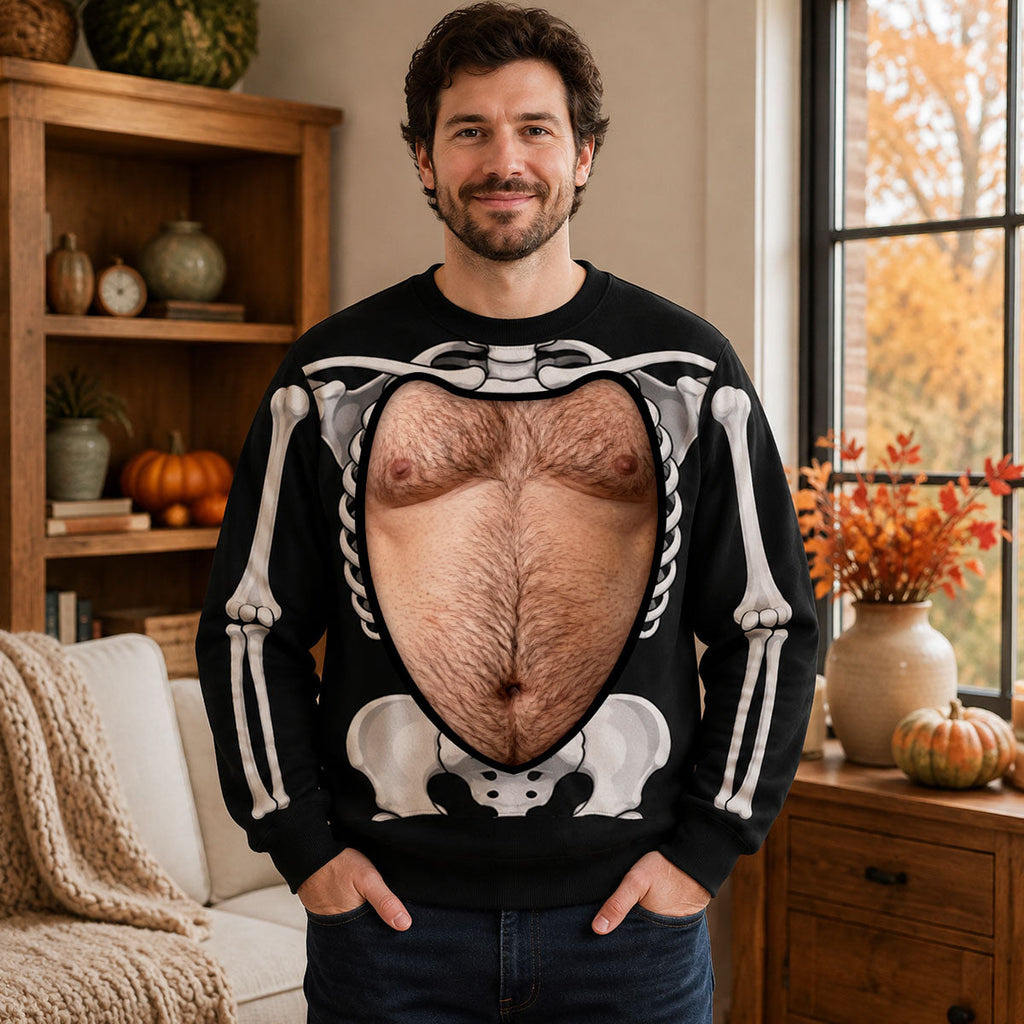 Custom Funny Ugly Sweatshirt, Couple Christmas Gift • Show Off That Boo Belly - Personalized All-Over-Print Sweatshirt