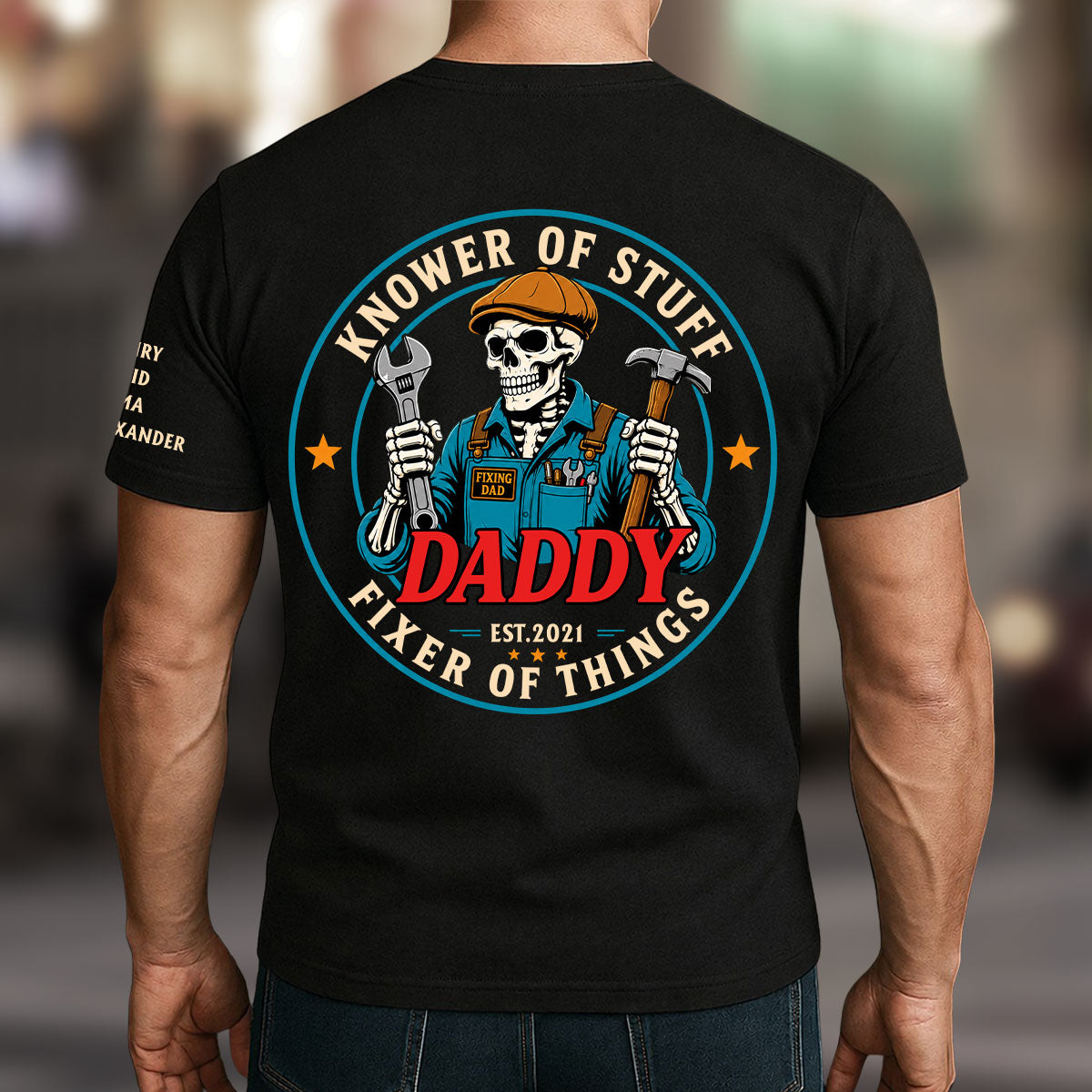 Custom Father's Day, Special Gift for Dad & Grandpa • Fixing Dad - Personalized Shirt With Design On Sleeve