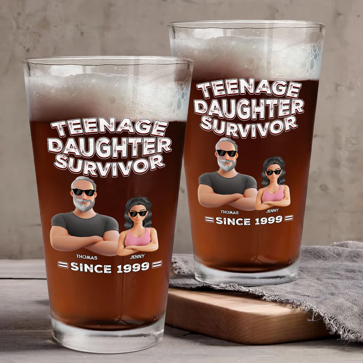 Teenage Daughter Survivor - Personalized Beer Glass