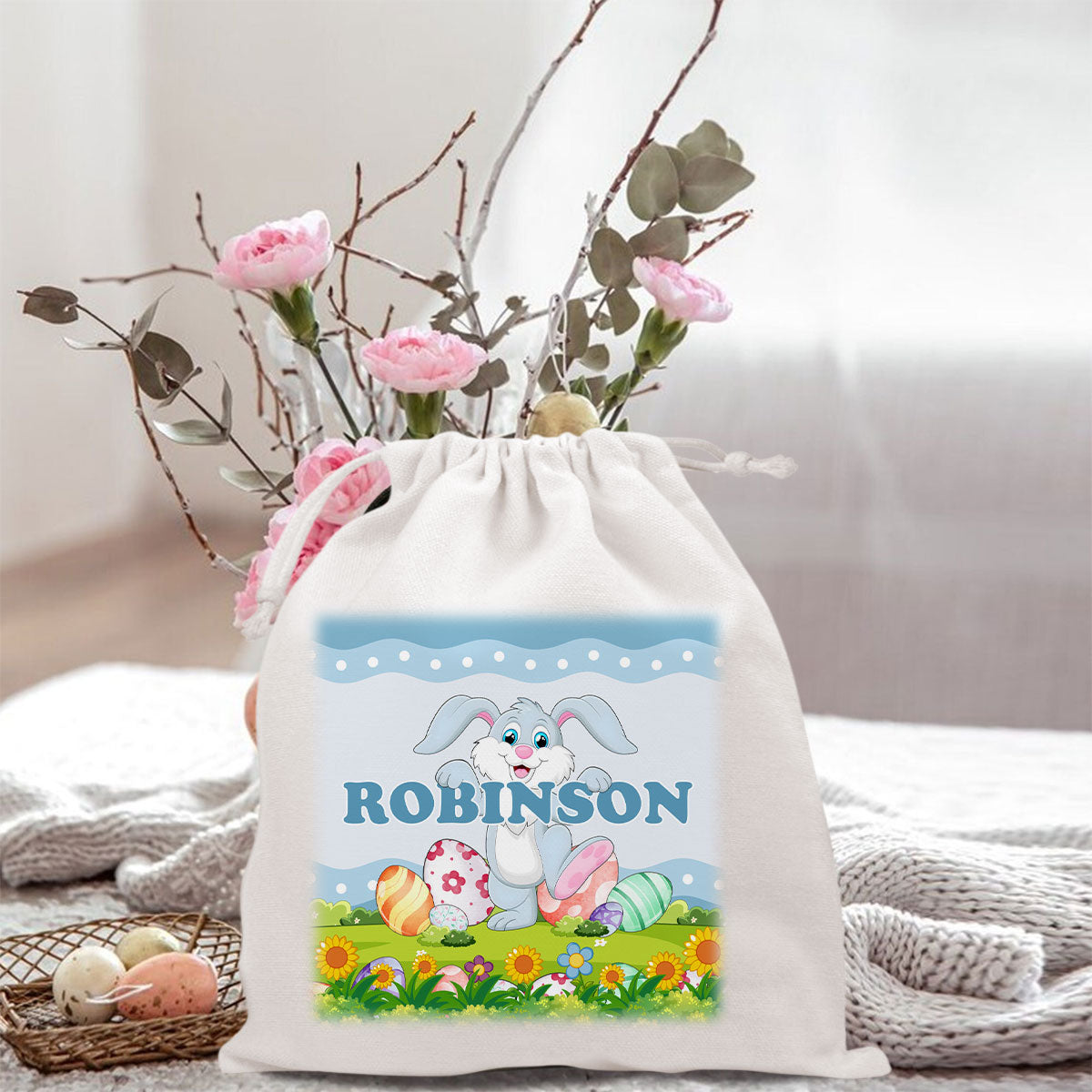 Blue Pink Bunny - Personalized Favor Bag