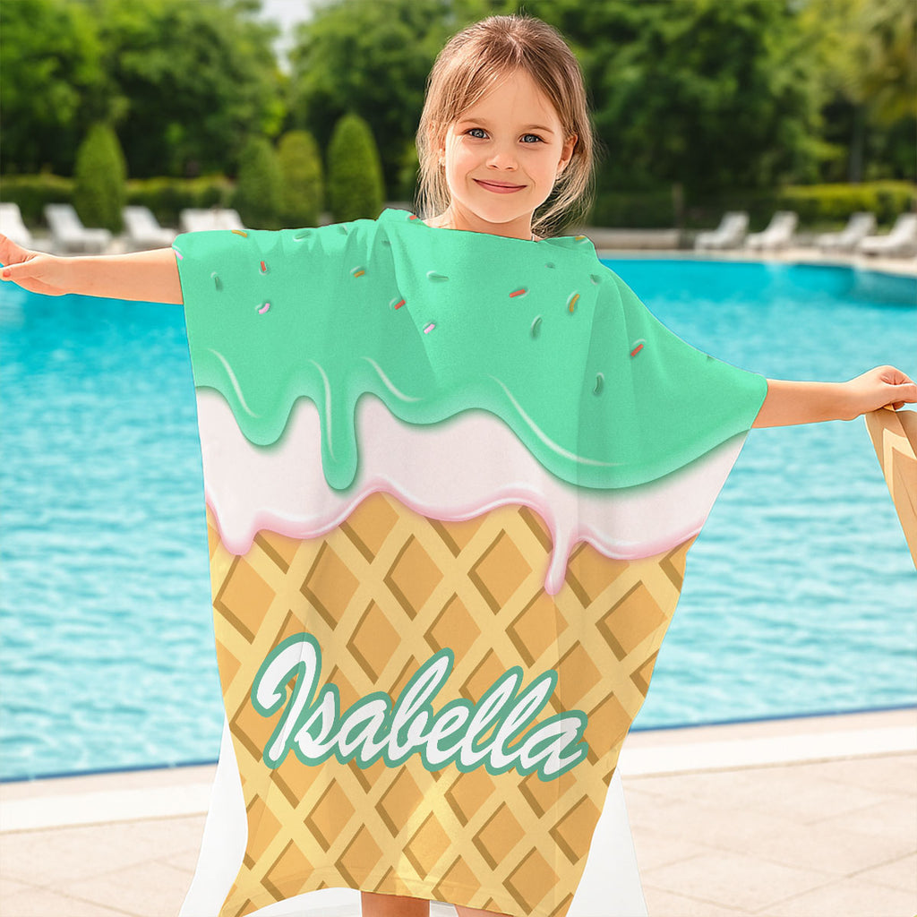 Ice Cream - Personalized Hooded Beach Towel