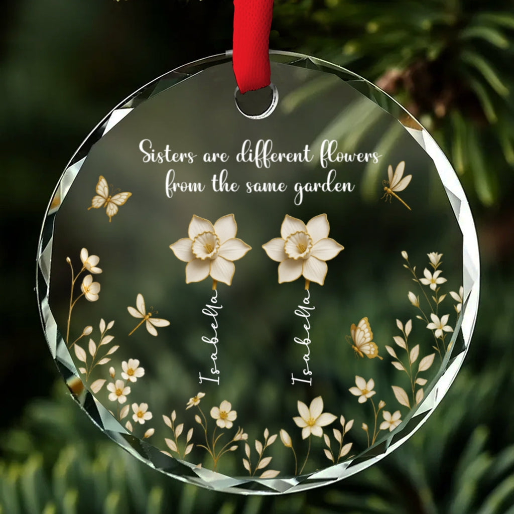 Custom Sister Christmas Ornament •  Christmas With My Sibling - Personalized Glass Ornament