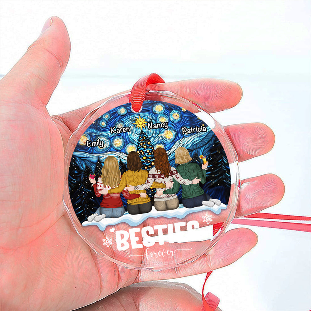 Custom Friendship Christmas Ornament, Best Friend Gift •  Friends Forever - Personalized Glass Ornament