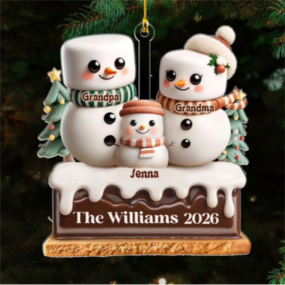 Custom Family Ornament, Christmas Gift for Family Members •  A Marshmallow Family Christmas - Personalized Acrylic Ornament