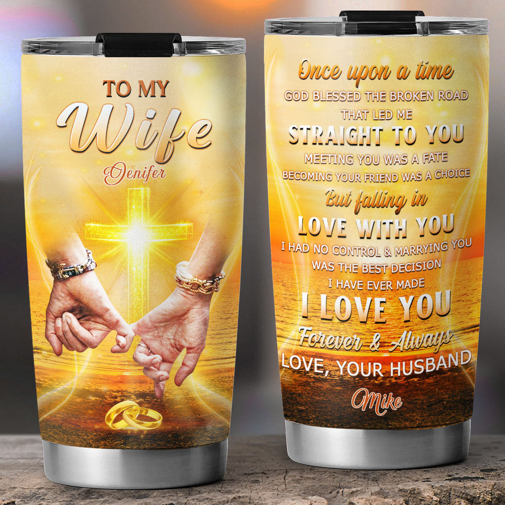 Custom Christmas Anniversary Gifts For Wife • God Blessed You And Me - Personalized Tumbler