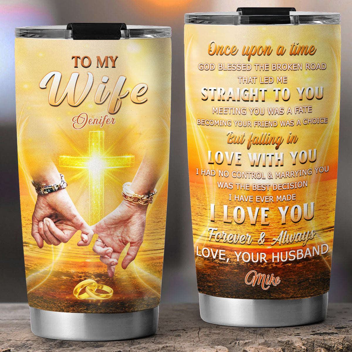 Custom Christmas Anniversary Gifts For Wife • God Blessed You And Me - Personalized Tumbler