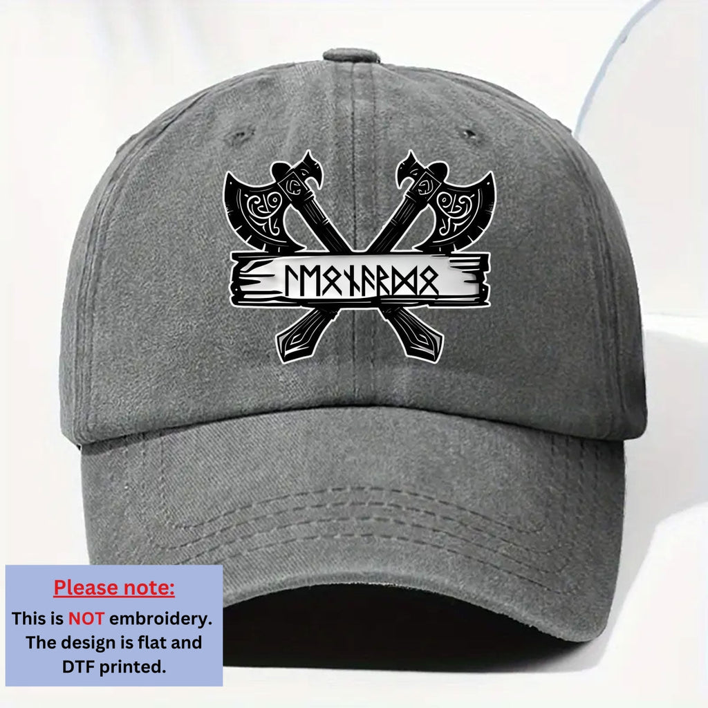 Name In Viking Runes - Personalized Vintage Washed Denim Cap
