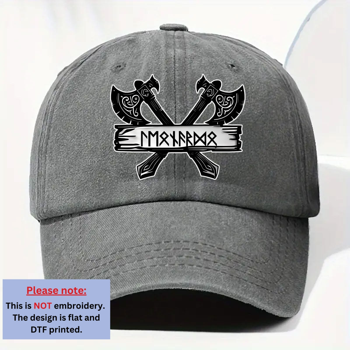 Name In Viking Runes - Personalized Vintage Washed Denim Cap