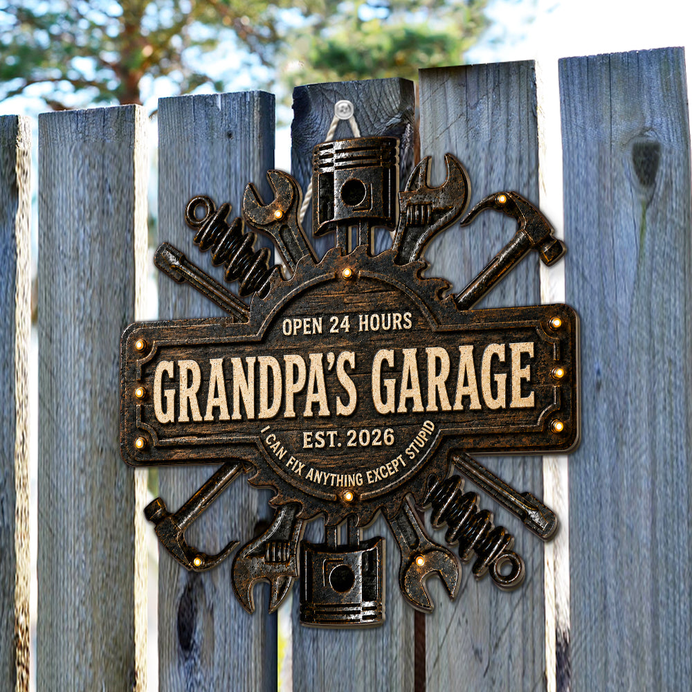 Custom Home & Wall Decor, Birthday & Christmas Gift • Dad Garage - Personalized Wood Sign