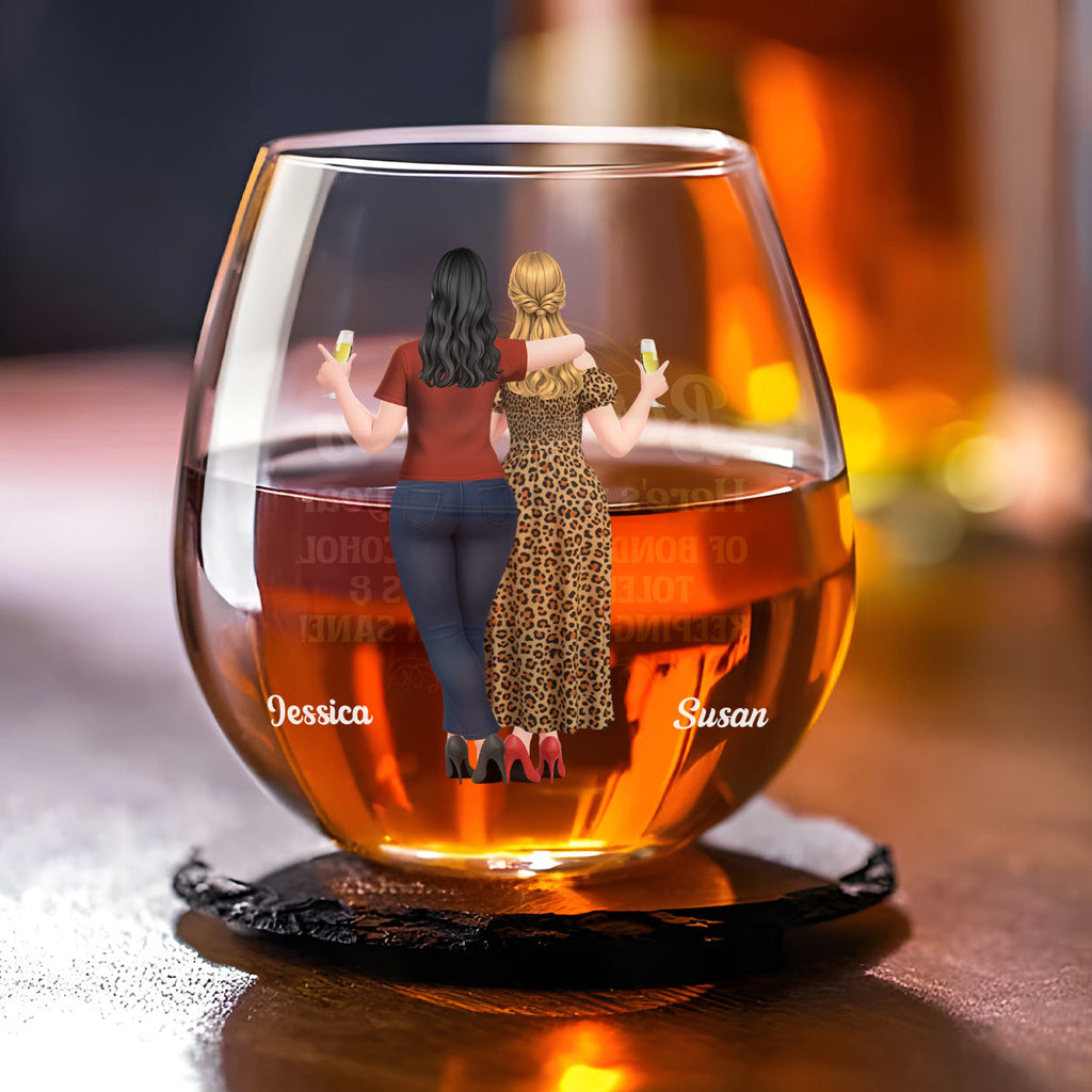 Bonding Over Alcohol - Personalized Wine Glass