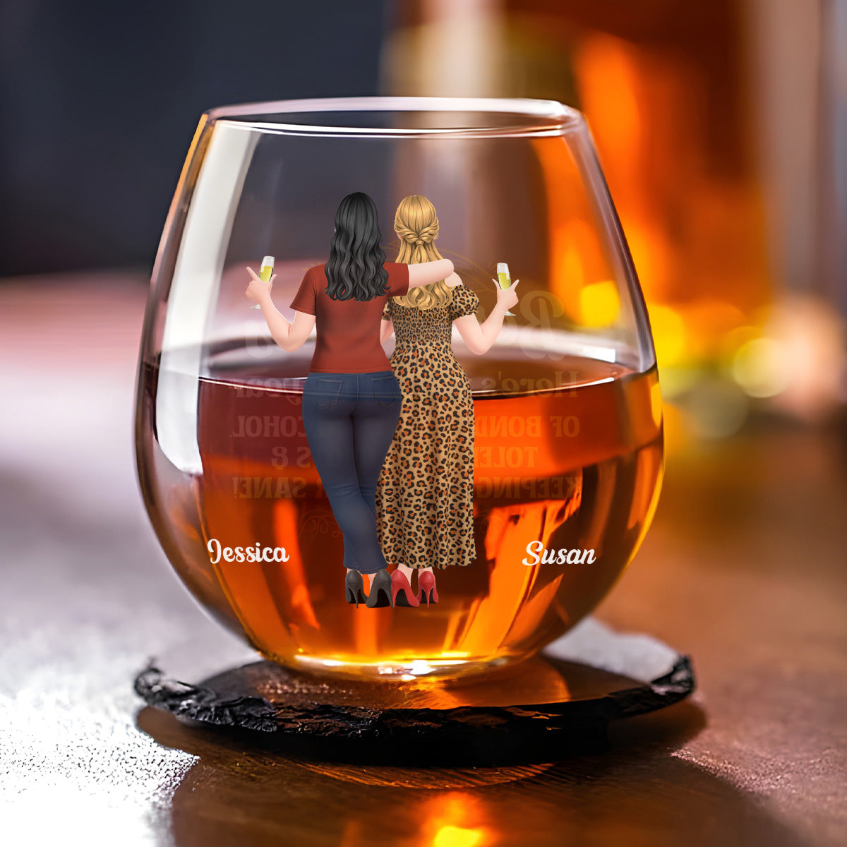 Bonding Over Alcohol - Personalized Wine Glass