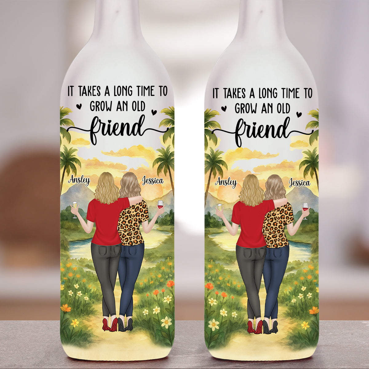 Bestie Old Friends Take Time To Grow - Personalized Bottle Lamp