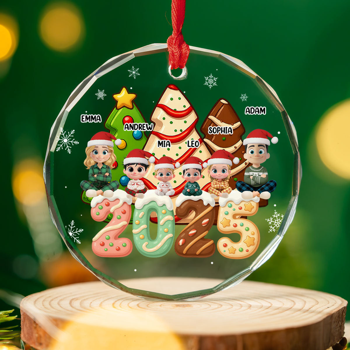 Custom Family Ornament, Christmas Gift for Family Members •  Family Cake - Personalized Glass Ornament