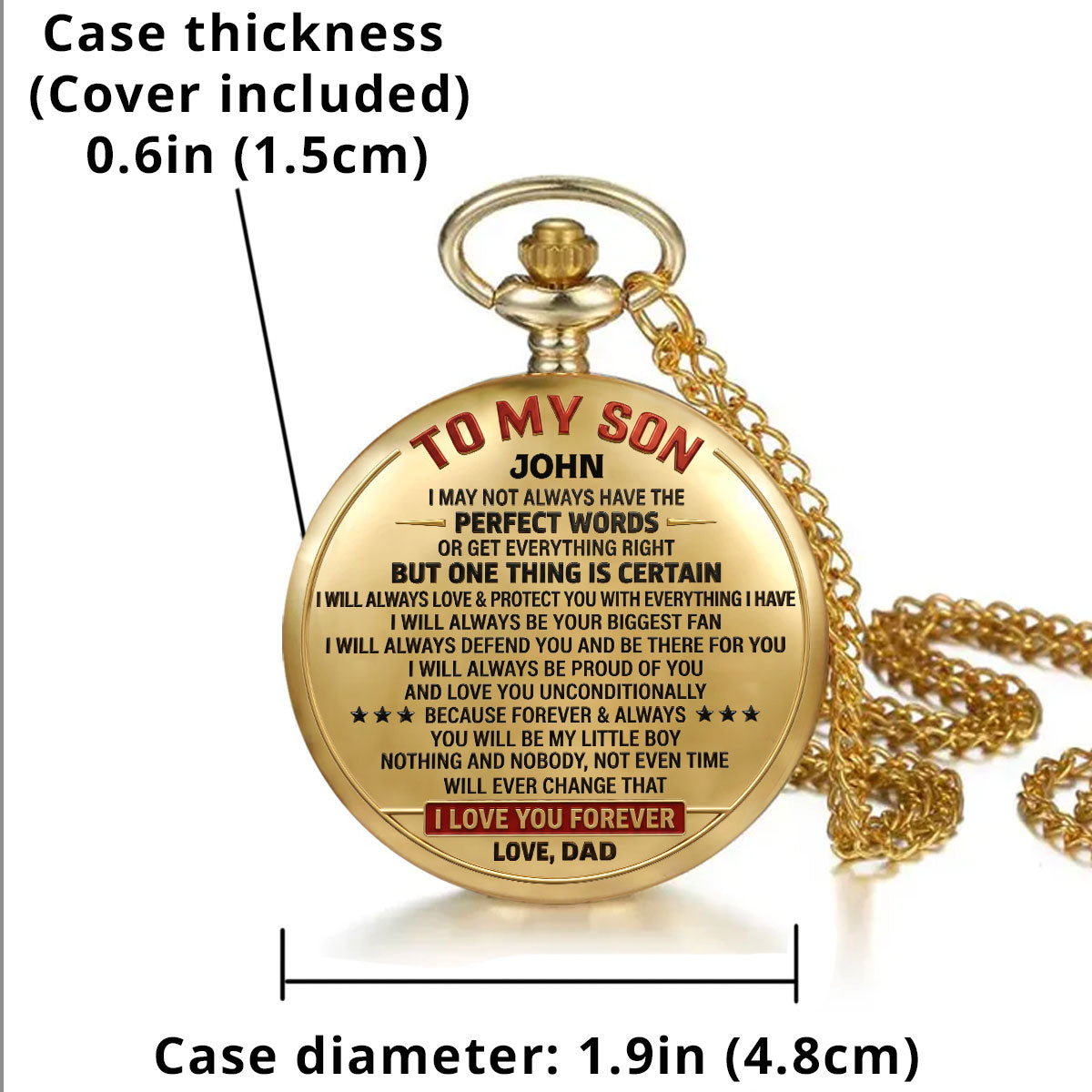 Mom To Son I Will Always - Personalized Print Pocket Watch