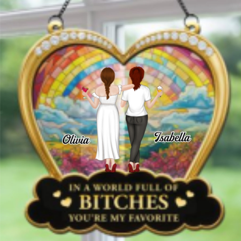 Custom Christmas Hanging Decor, for Best Friend, Friendship Gifts • Favorite Besties - Personalized Suncatcher
