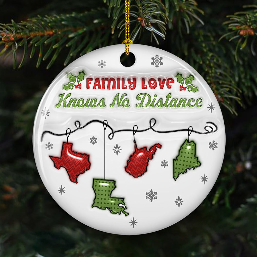 Custom Family Ornament, Christmas Gift for Family Members •  Family Love Does Not Need A Reason - Personalized 3D Inflated Effect Ceramic Ornament