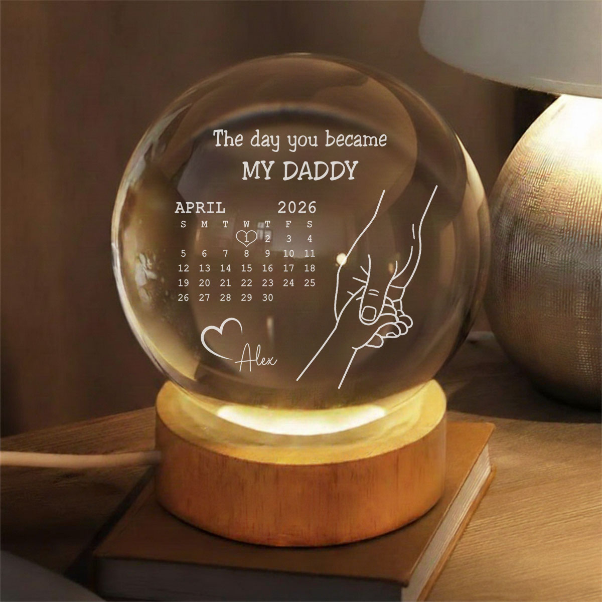 The Day You Became - Personalized Crystal Globe Lamp