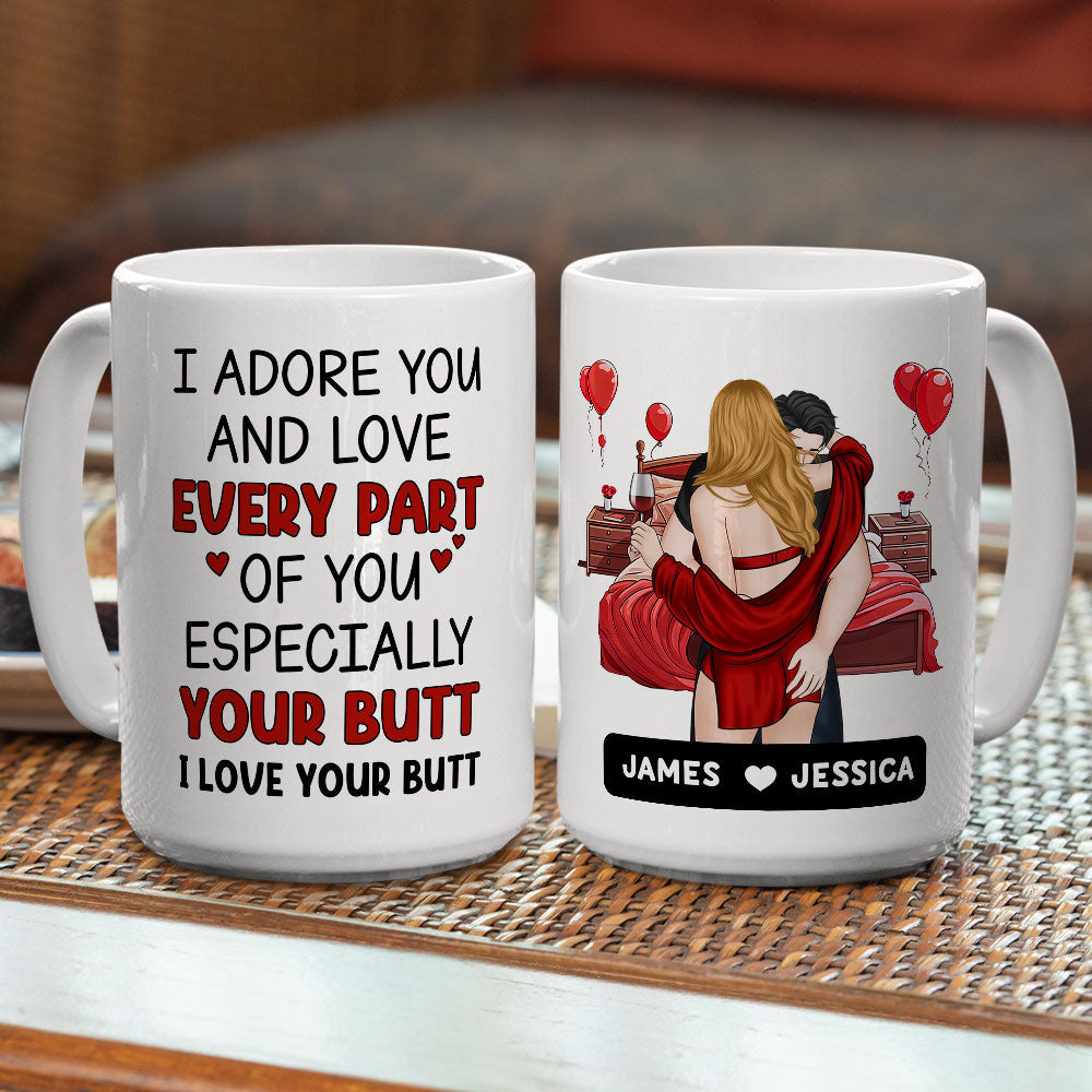 Custom Anniversary Keepsake Gifts For Couple • Adore You, Especially Your Butt - Personalized Coffee Mug