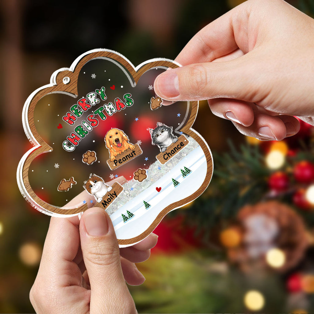 Custom Keepsake Christmas Ornament •  Merry Christmas Ver Pet - Personalized Acrylic Shaker Ornament