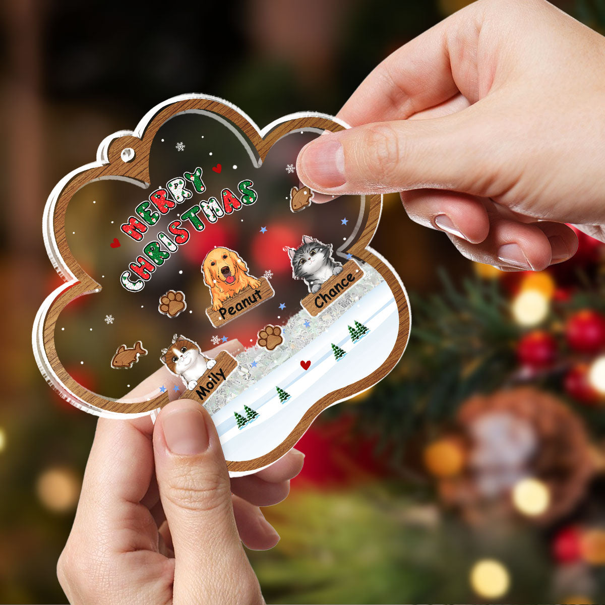 Custom Keepsake Christmas Ornament •  Merry Christmas Ver Pet - Personalized Acrylic Shaker Ornament