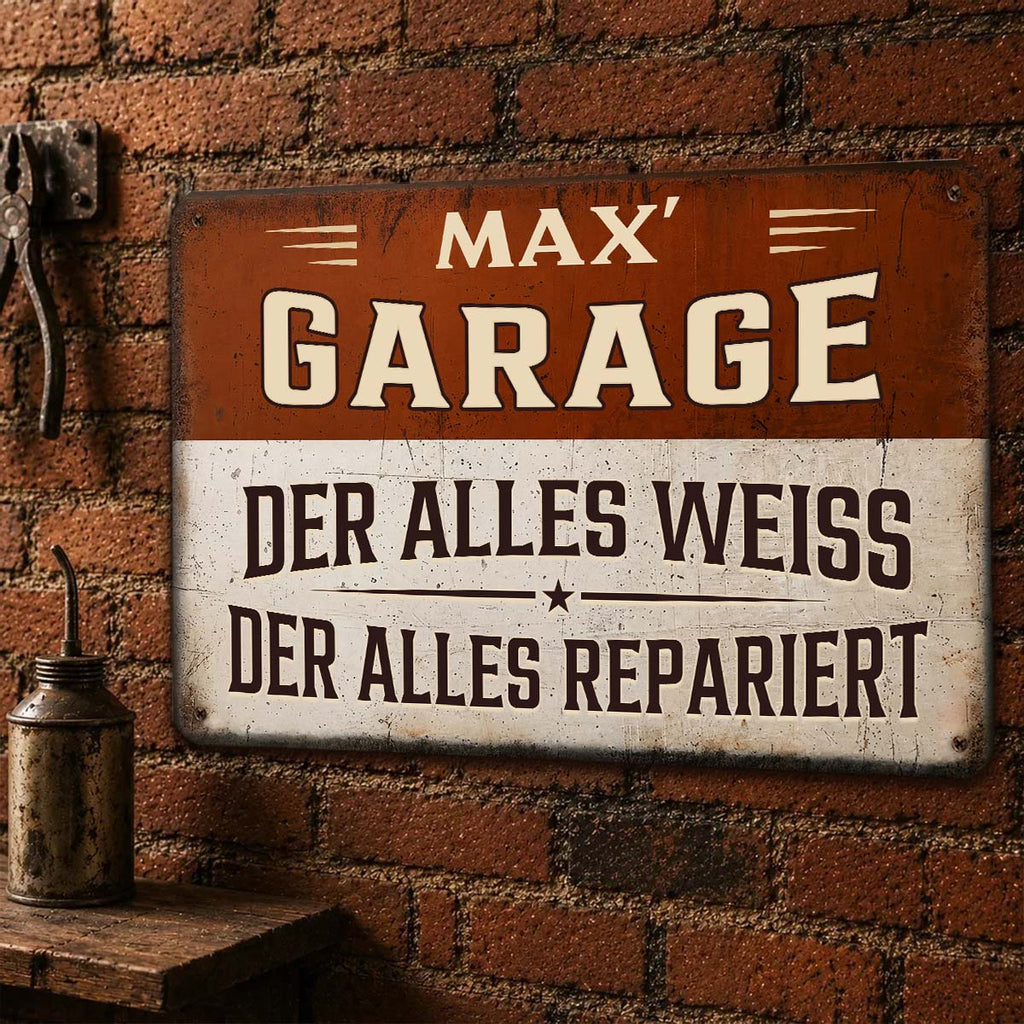 Custom Couple Anniversary Wall Decor Keepsake Gift • Alleswisser Allesreparierer – Personalisiertes Metallschild