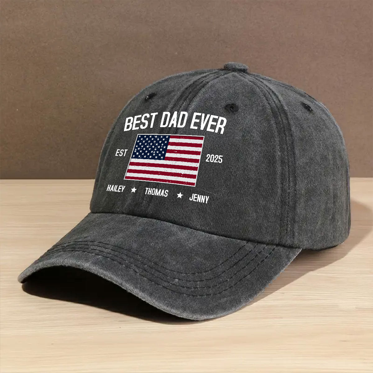 Custom Christmas Headwear Birthday Gifts for Dad • Dad Life Vibes - Personalized Vintage Washed Denim Cap
