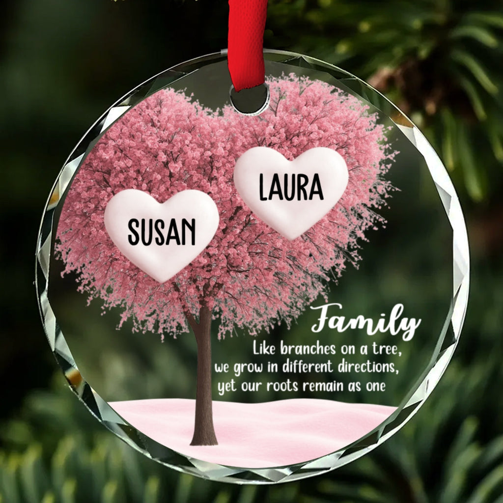 Custom Family Ornament, Christmas Gift for Family Members •  Family Roots Remain As One - Personalized Glass Ornament