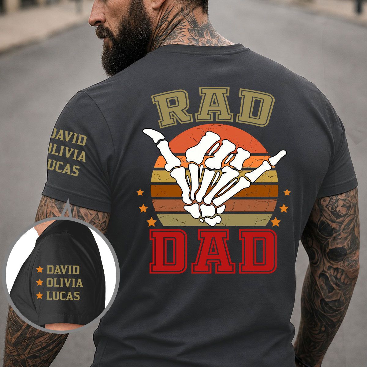 Custom Father's Day, Special Gift for Dad & Grandpa • Rad Dad - Personalized Shirt With Design On Sleeve