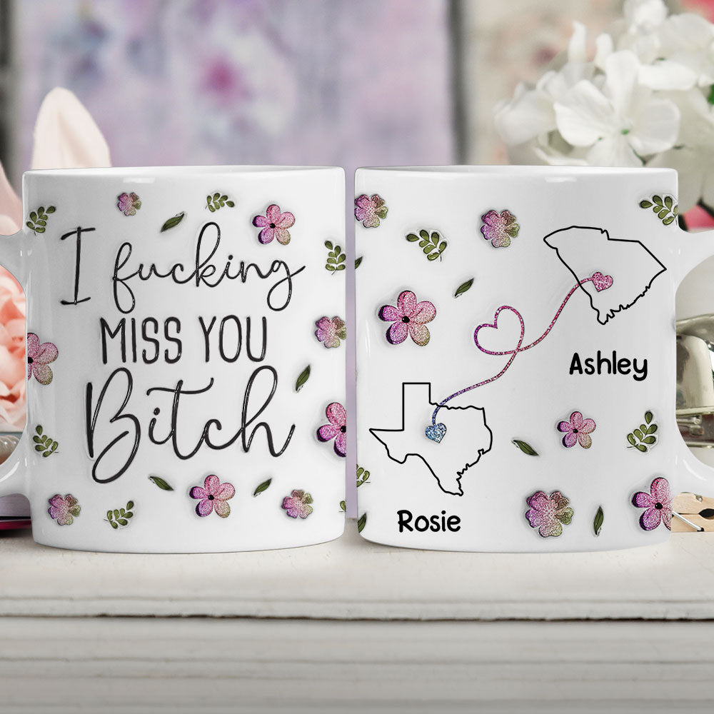 Custom Best Friend, Christmas & Birthday Friendship Keepsake Gift • I Miss You My Bestie Version 2 - Personalized 3D Inflated Effect Mug