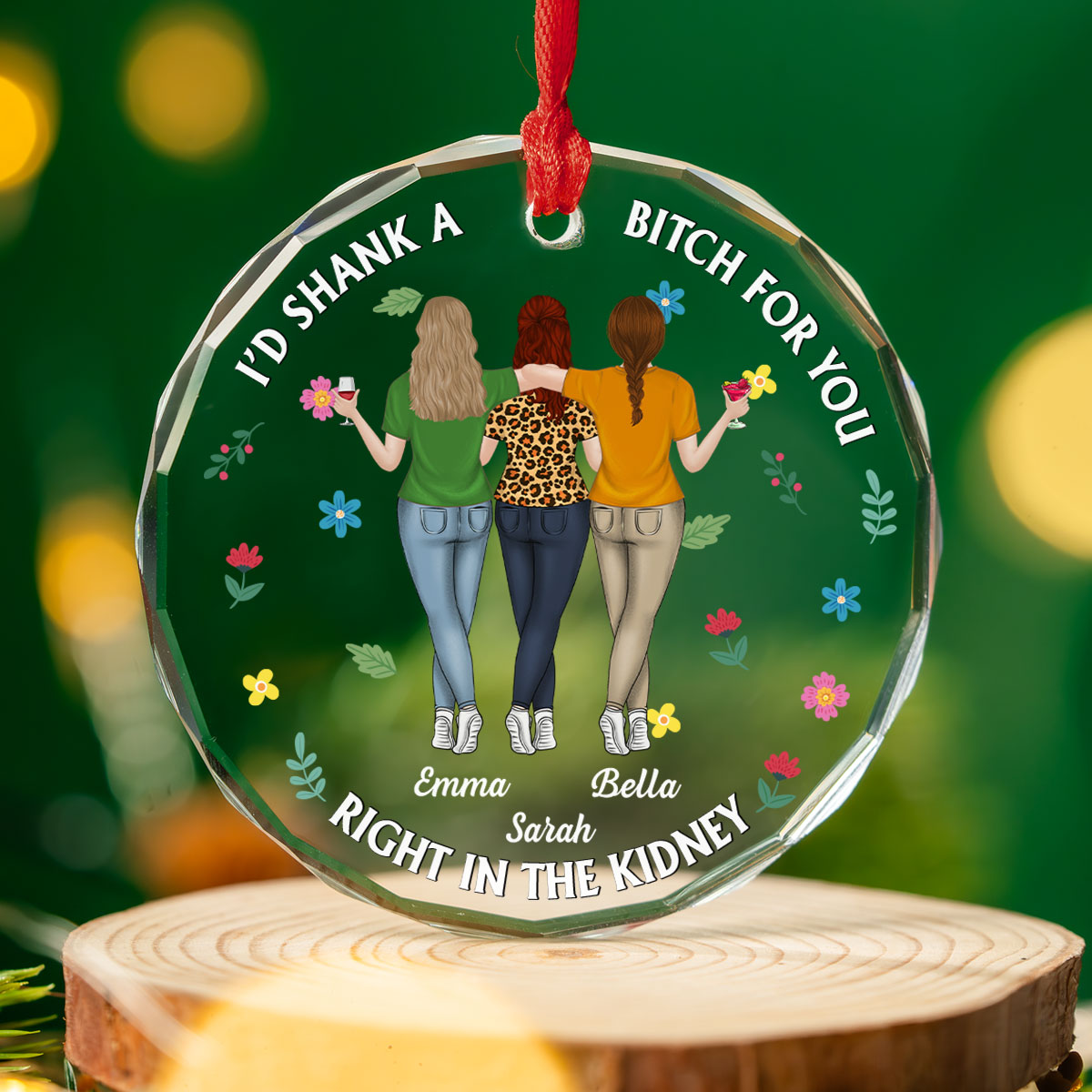 Custom Friendship Christmas Ornament, Best Friend Gift •  My Favorite Besties - Personalized Glass Ornament