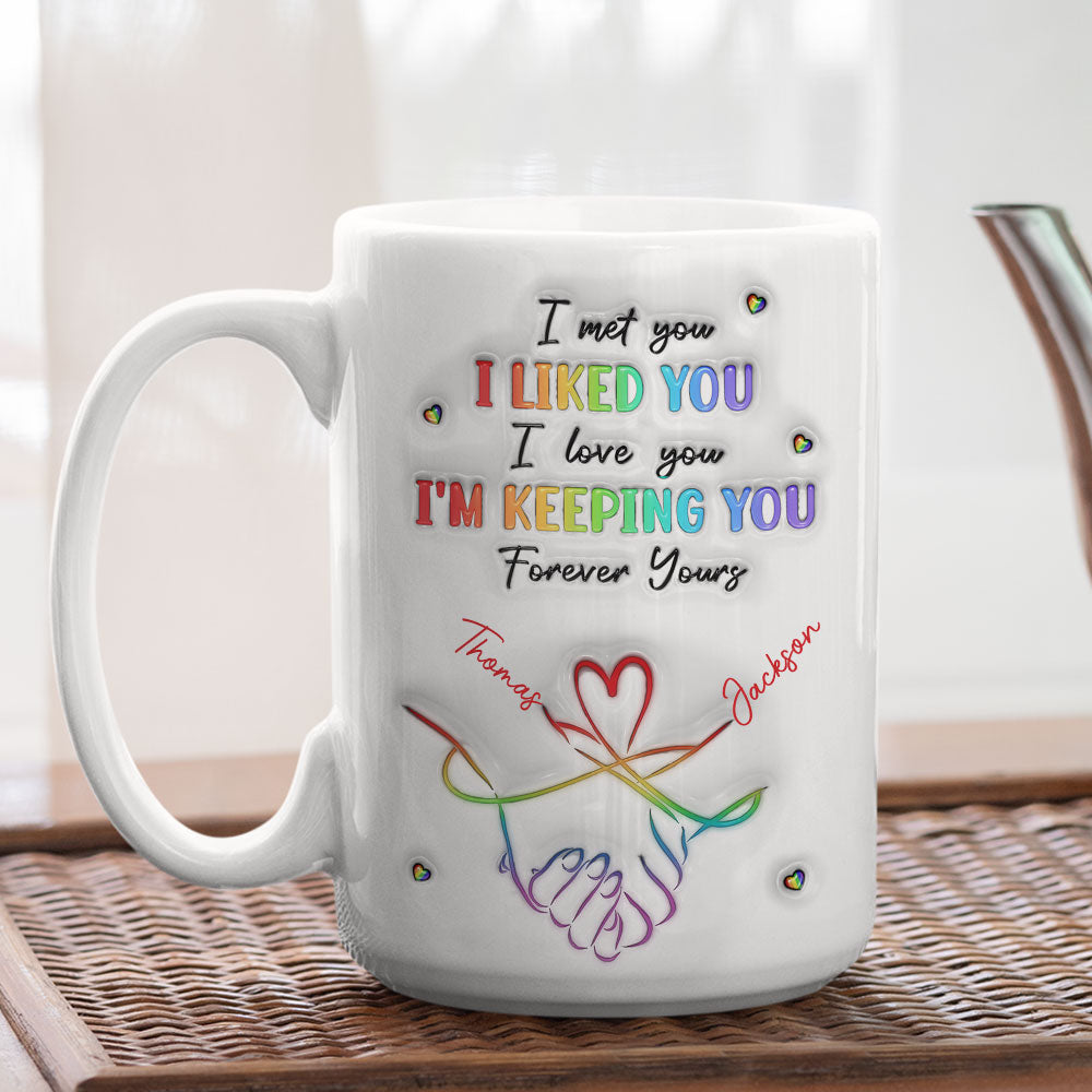 Custom Anniversary Keepsake Gifts For Couple • I Love You Love Is Love - Personalized 3D Inflated Effect Mug