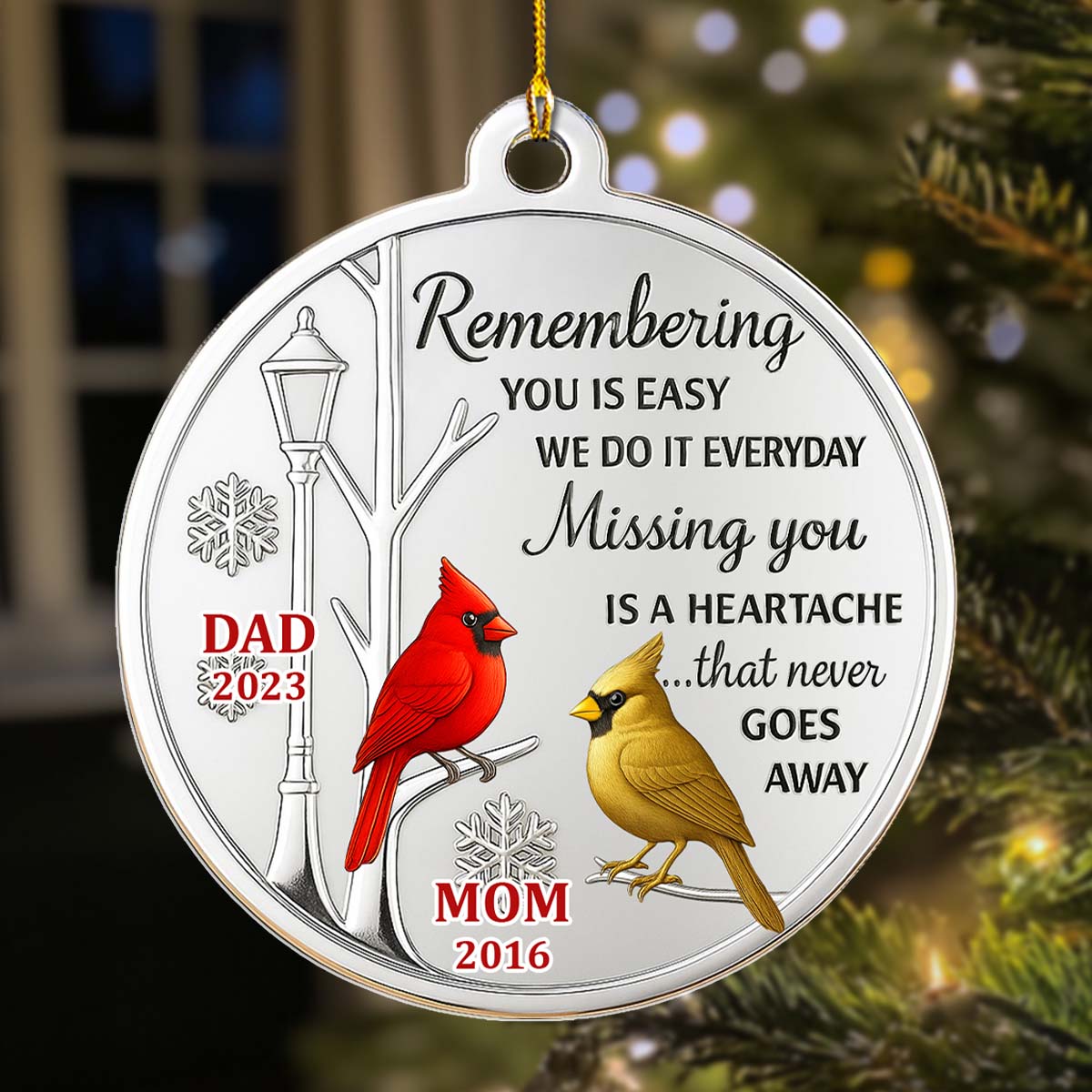 Custom Memorial Christmas Ornament, Sympathy Keepsake •  Missing You Is A Heartache - Personalized Acrylic Ornament