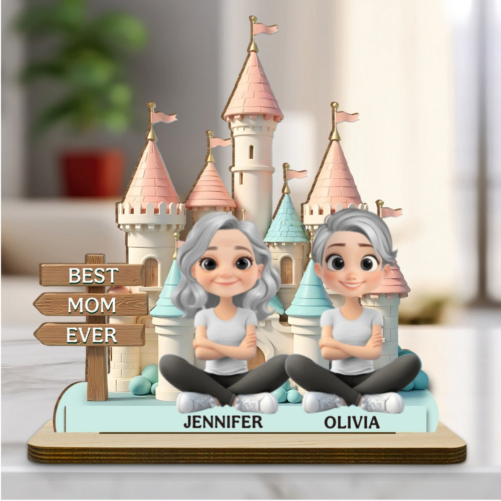 Custom Mother's Day Decor, Gift for Mom & Grandma • Best Mom Ever Version 2 - Personalized 2-Layer Wood Plaque With Flat Base