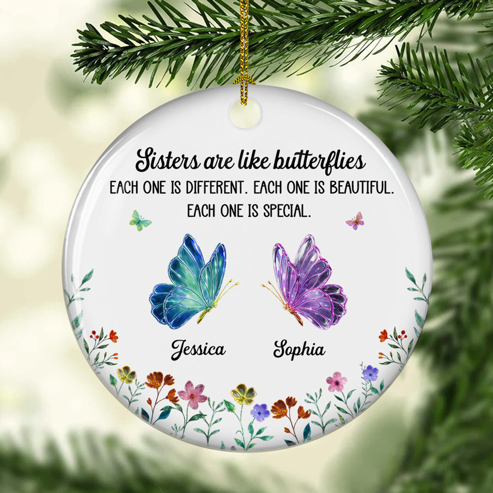 Custom Sister Christmas Ornament •  Festive Sister - Personalized Ceramic Ornament
