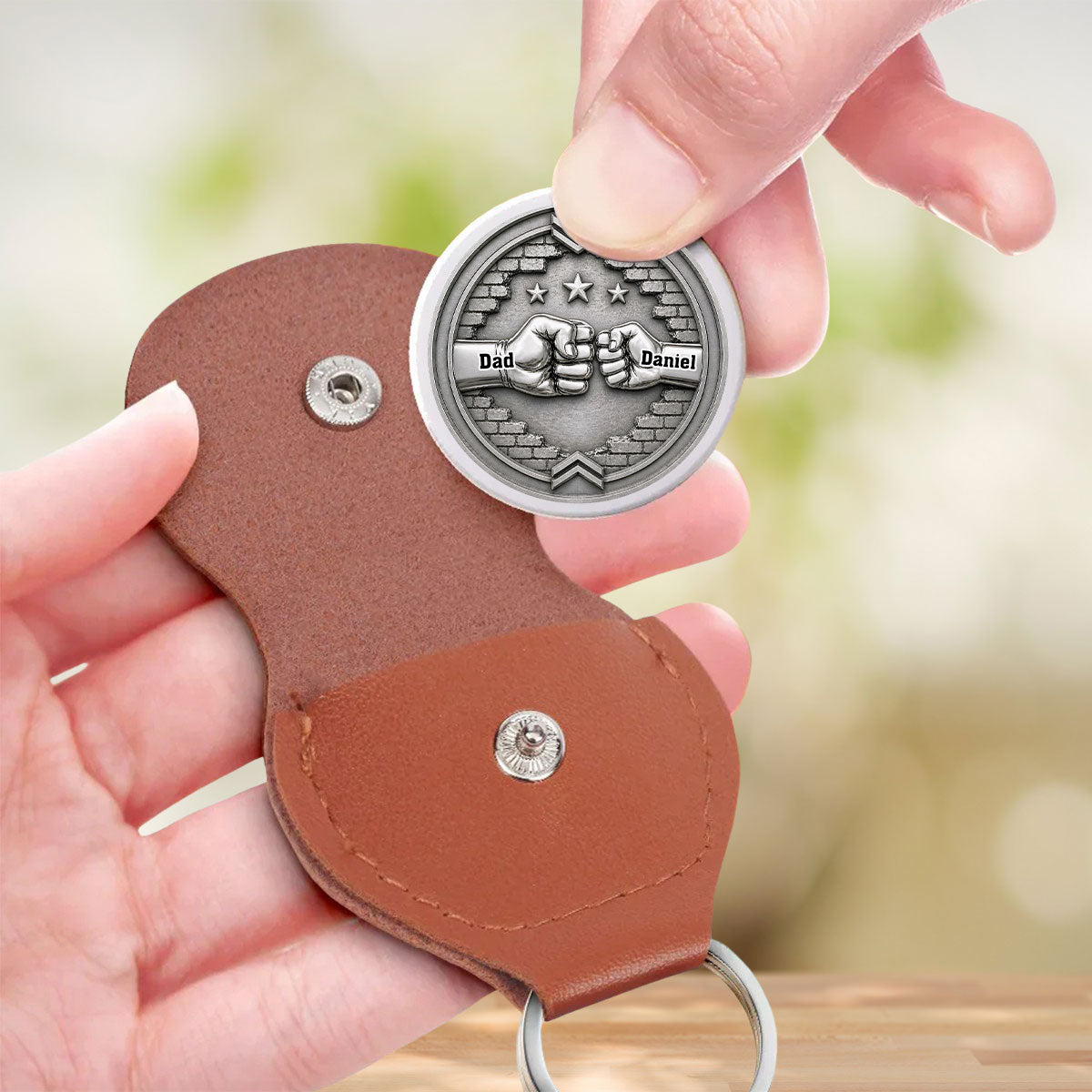 Custom Coin Keychain for Son, Father's Day Birthday Gifts • For My Son - Personalized Pocket Hug