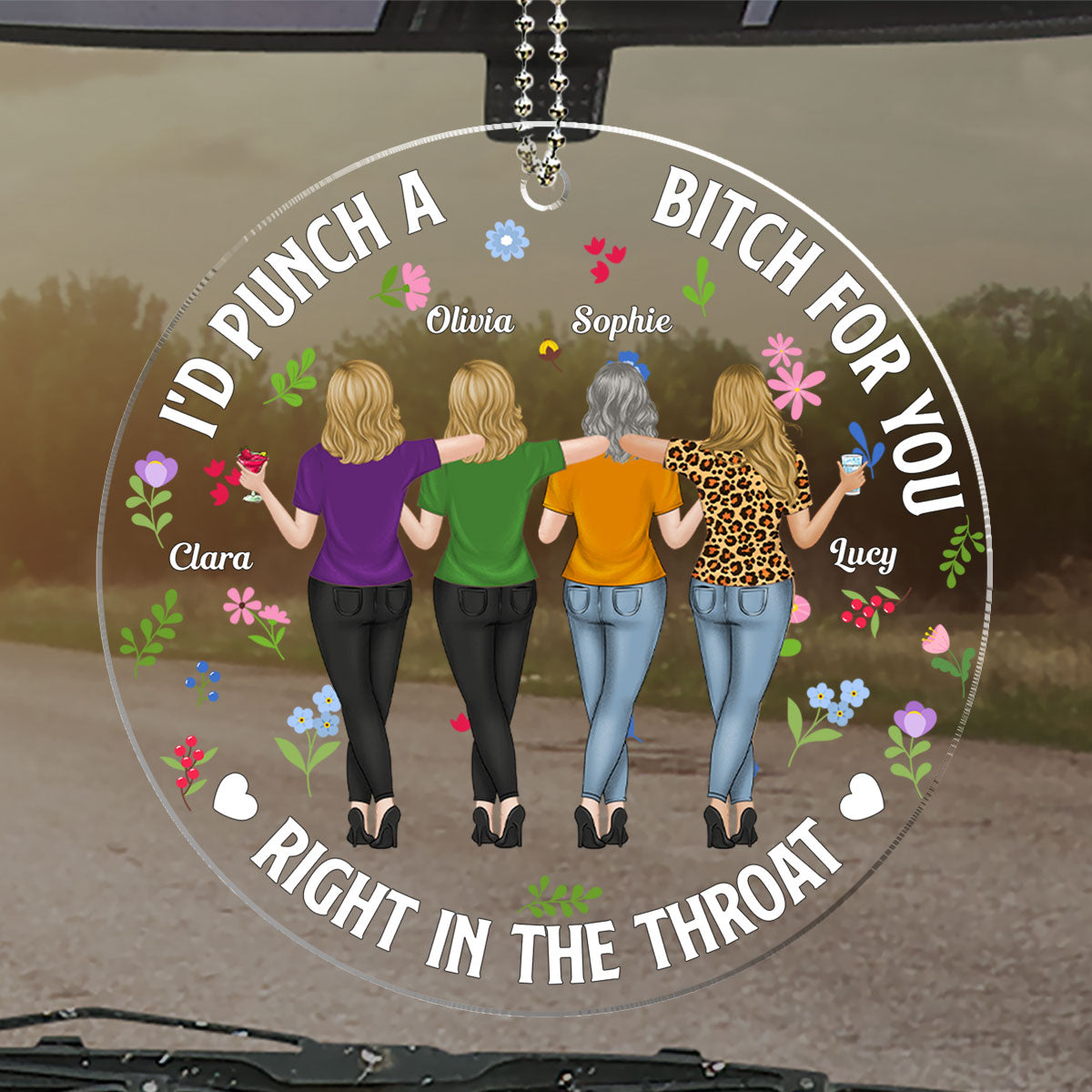 Punch Bitch Besties - Personalized Car Ornament