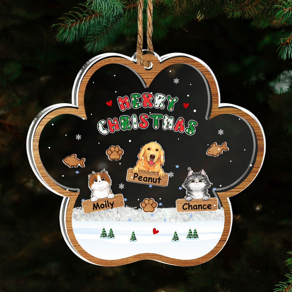 Custom Keepsake Christmas Ornament •  Merry Christmas Ver Pet - Personalized Acrylic Shaker Ornament