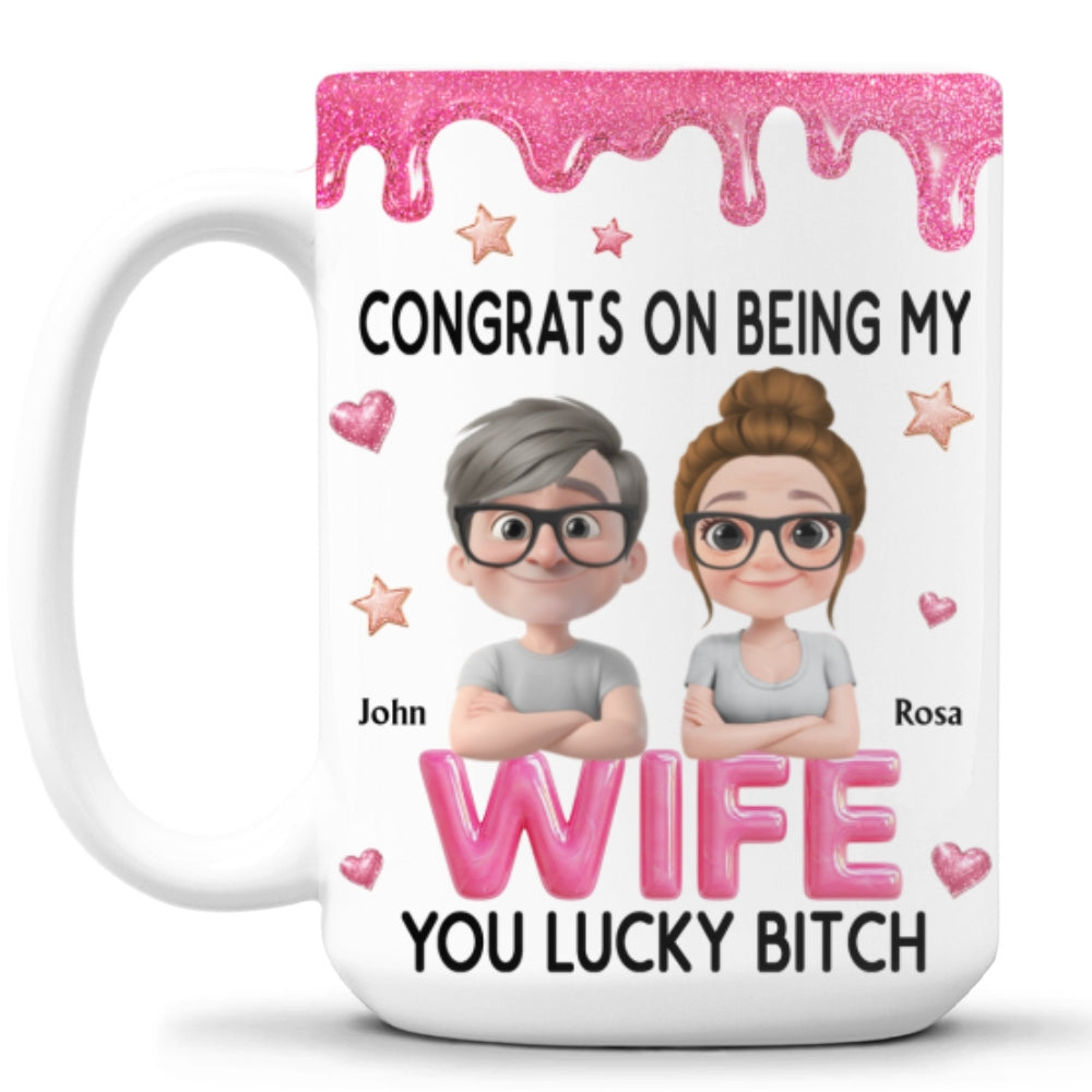 Custom Anniversary Keepsake Gifts For Couple • Congrats My Wife - Personalized Coffee Mug