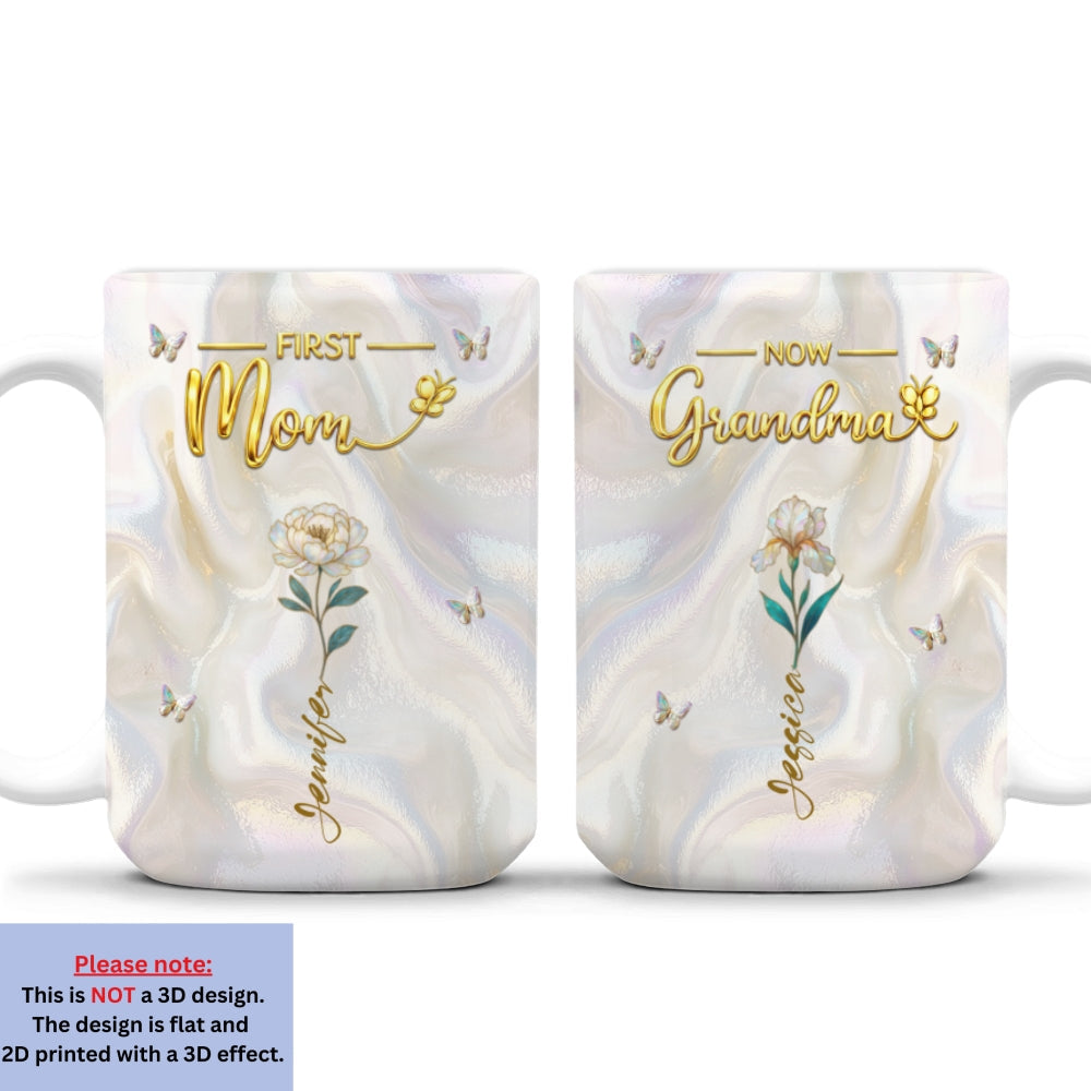 Custom Mother's Day Gift for Mom & Grandma • Flower Gift For Mom Grandma - Personalized 3D Inflated Effect Mug