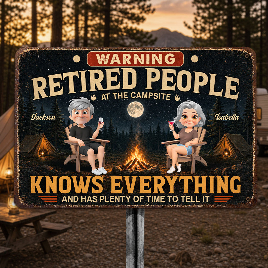 Custom Family Campground Sign, Campsite Outdoor Wall Decor • Our Retirement Life - Personalized Metal Sign